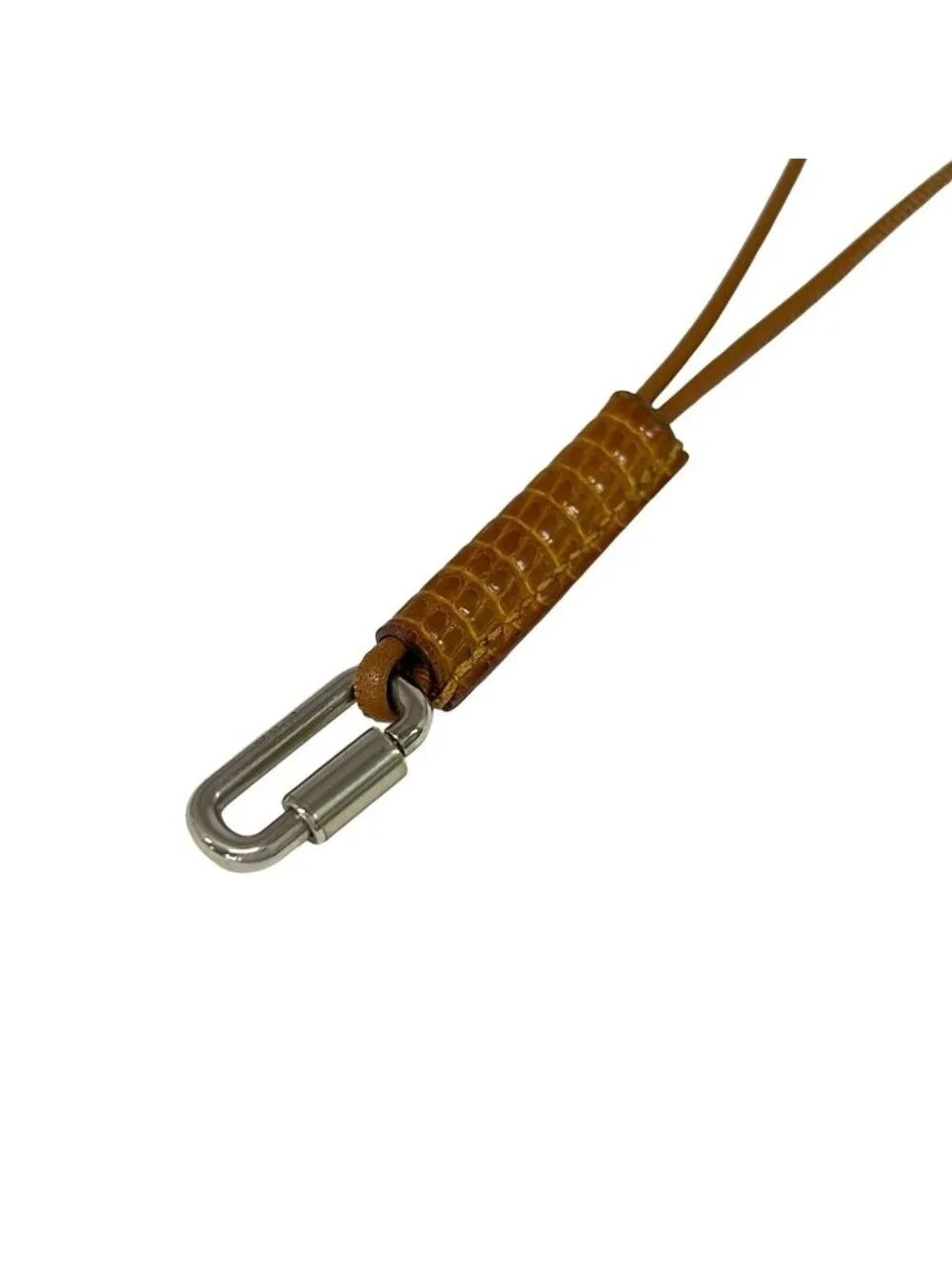 Hermes Necklace Curiosity Leather Brown Silver